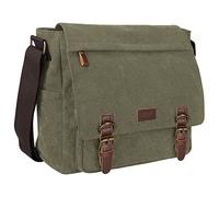 S-ZONE Men's Messenger Bag Crossbody Shoulder 14-17.3Inch Laptop Vintage Canvas Briefcase Satchel for Work School Traveling Daily Use Multiple Pocket