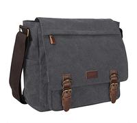 S-ZONE Men's Messenger Bag Crossbody Shoulder 14-17.3Inch Laptop Vintage Canvas Briefcase Satchel for Work School Traveling Daily Use Multiple Pocket