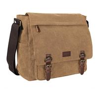 S-ZONE Men's Messenger Bag Crossbody Shoulder 14-17.3Inch Laptop Vintage Canvas Briefcase Satchel for Work School Traveling Daily Use Multiple Pocket