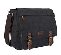 S-ZONE Men's Messenger Bag Crossbody Shoulder 14-17.3Inch Laptop Vintage Canvas Briefcase Satchel for Work School Traveling Daily Use Multiple Pocket
