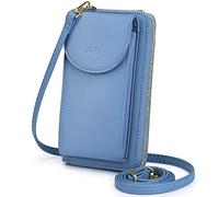 S-ZONE PU Leather RFID Blocking Crossbody Cell Phone Bag for 6.7 Inch Cellphone Women Leather RFID Blocking Wallet Purses with Credit Card Slots