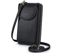 S-ZONE PU Leather RFID Blocking Crossbody Cell Phone Bag for 6.7 Inch Cellphone Women Leather RFID Blocking Wallet Purses with Credit Card Slots
