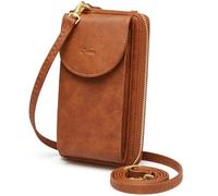 S-ZONE PU Leather RFID Blocking Crossbody Cell Phone Bag for 6.7 Inch Cellphone Women Leather RFID Blocking Wallet Purses with Credit Card Slots