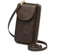S-ZONE PU Leather RFID Blocking Crossbody Cell Phone Bag for 6.7 Inch Cellphone Women Leather RFID Blocking Wallet Purses with Credit Card Slots
