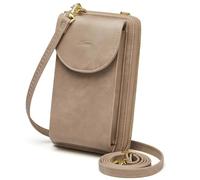 S-ZONE PU Leather RFID Blocking Crossbody Cell Phone Bag for 6.7 Inch Cellphone Women Leather RFID Blocking Wallet Purses with Credit Card Slots