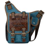 S-ZONE Unisex Mens Crossbody Shoulder Messenger Bags Vintage Canvas PU Leather Utility Multi-functional Satchel