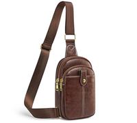 S-ZONE Women Small Sling Bag Faux Leather Crossbody Chest Daypack Backpack Purse with Adjustable Strap