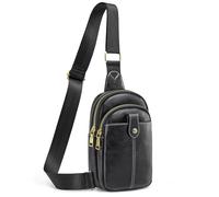 S-ZONE Women Small Sling Bag Faux Leather Crossbody Chest Daypack Backpack Purse with Adjustable Strap