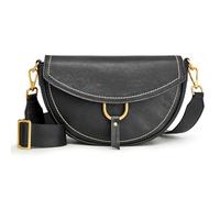 S-ZONE Women's Leather Shoulder Bags Vegetable Tanned Leather Crossbody Bag Purse Shoulder Bag Small Handbag with Adjustable Wide Strap, black