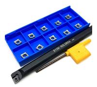S06K S07K S08K S10K S12M S16Q SCLCR06+10PCS CCGT060204 AK H01Internal Turning Tool Holder Carbide Insert(S10K-SCLCR06 (10mm))