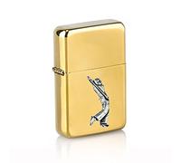S1 Golfer emblem on a flip top petrol lighter windproof gold refillable