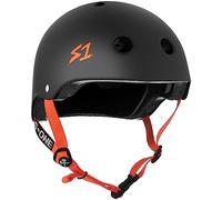 S1 Lifer Helmet for Skateboarding, BMX, and Roller Skating - EPS Fusion Foam, CPSC & ASTM Certified - Black Matte w/Orange Straps XX-Large (58.4 cm)