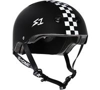 S1 Lifer Helmet for Skateboarding, BMX, and Roller Skating - EPS Fusion Foam, CPSC & ASTM Certified - Black Matte w/Checkers Small (53.3 cm)