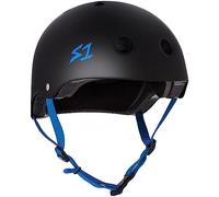 S1 Lifer Helmet for Skateboarding, BMX, and Roller Skating - EPS Fusion Foam, CPSC & ASTM Certified - Black Matte w/Cyan Straps X-Large (57.1 cm)