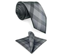S1 Shlax&Wing Extra Long Size Checked Gray Mens Neckties Ties 100% Silk 63"