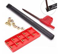 S10K-SCLCR06 CNC Tool Holder + 10pcs CCMT060204-HM YBC251 Carbide Inserts + Wrench, High-Performance CNC Turning Tool Set for Steel & Alloy Machining (12pcs Total)