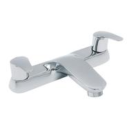 S12 Curve Deck Bath Filler Chrome | Modern Dual Lever Tap | Durable Brass Construction | Stylish Bathroom Mixer