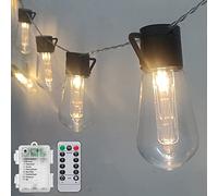 S14 LED Outdoor String Lights 6.7ft 10 LED Edison String Lights with Remote Timer Battery Operated Waterproof for Porch Deck Camping Garden Patio Balcony Patio Decor