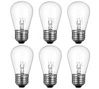 S14 Replacement Bulbs for String Lights, 11 Watt E26 Medium Standard Base, S14 Clear Glass Bulbs, Edison Bulb String Lights Bulbs for Outdoor Patio Garden Vintage Strip Lights (6 Pack)