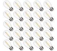 S14 Replacement LED Light Bulbs, Shatterproof & Waterproof 1W S14 LED Bulbs, Outdoor String Lights , E26 Base Patio Edison LED Light Bulbs, Warm White 2200K Plastic 70ML Non-Dimmable 25 Pack