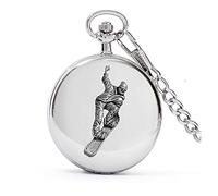 S14 Snowboarder polished silver case mens GIFT quartz pocket watch fob made in sheffield