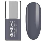 S185 Semilac UV Nail Polish 3-in-1 One Step Glossy Stone Grey 7 ml - Stone Grey UV Gel Nail Polish with Base & Top Coat | 21 Days High Gloss & Hold | Quick Manicure