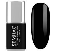 S190 Semilac UV Nail Polish 3-in-1 One Step Glossy The Black 7 ml - Black UV Gel Nail Polish 3-in-1 | Base & Top Coat Integrated | Long-lasting up to 21 Days