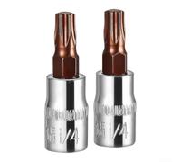 S2 Alloy Steel T30 Bit Socket 3/8 Drive Pair | Drop-forged construction, heat-treated for hardness, reduced wear, fits standard ratchets