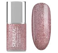 S250 Semilac UV Nail Polish 3-in-1 One Step Glossy Glitter Pink 7 ml - Glitter Pink UV Gel Nail Polish 3-in-1 with Base & Top | 21 Days Hold without Chipping
