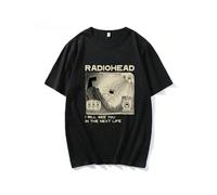 (S27558-Black, M) Women's T Shirt Men Vintage Classic Radiohead Tees North America Tour Rock Boy Tshirt Camisetas Hombre Hip Hop Street Casual Top