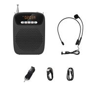 S278 Clear Sound Voice Amplifier With Headset Microphone For Teaching, Guiding And Public Speaking 2200mAh Rechargeable Black wired micropho