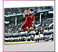 S336 Liverpool Luis Suarez Celebration Highlight Blue Framed Ready To Hang Canvas Print, Sport, Pop Street Wall Art, Picture