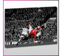 S359 Manchester United Wayne Rooney Overhead Kick Black&White Framed Ready To Hang Canvas Print, Sport, Pop Street Wall Art, Picture