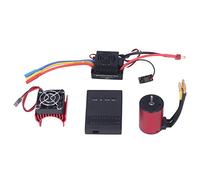 S3650 4300KV Waterproof Brushless Motor 60A Brushless ESC Motor Cooling Fan ESC Programming Card Kit for 1/10 RC Car 850W High Torque 4 Pole 12 Slot Aluminum Alloy Red 40mm