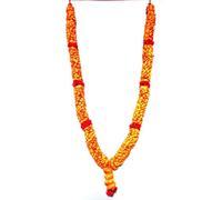 S3A Chandan Haar Mala Garland with red Artificial Flower Photo Frame/Idol| Sandalwood Scented Traditional mala for God and Pitra Ancestors Photo Frame/Idols (4 Sizes) (4Ghar=34inch=86cms)