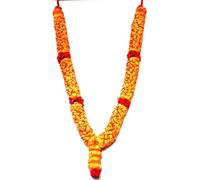S3A Chandan Haar Mala Garland with red Artificial Flower Photo Frame/Idol| Sandalwood Scented Traditional mala for God and Pitra Ancestors Photo Frame/Idols (4 Sizes) (3Ghar=25inch=63cms)