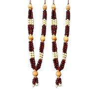 S3A Chandan Wooden Beads Haar Mala Garland (Set of 2, Buy1 Get 1 Free)| Sandal Wood Chandan Traditional mala for God and Pitra Ancestors Photo Frame/Idols (2 Ghar Red Chandan)