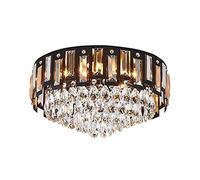 S3YT8U Crystal Ceiling Light Luxury Flush Mount Chandeliers Ceiling Light Fixture Ideal for Dining Room Bedroom Hallway Living Room-Black 40x20cm