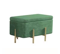 S3YT8U Luxurious Light Green Velvet Storage with Metal Feet Contemporary Upholstered Footrest Soft Bedroom Vanity Stool 70x45x42cm (28x18x17in)