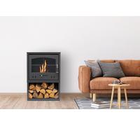 S4 Bio Ethanol Stove with Log Storage in Charcoal Grey OKO Bio Ethanol Fires Grey One Size