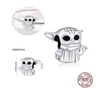 (S4) Disney Charm 925 Silver Star Warsries Yoda Mandalorian Helmet Charm fits Original Pandora Bracelet Women Birthday Gift