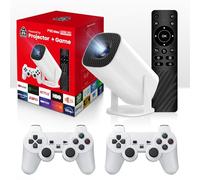 S40 Max Mini Projector,36000+ Games,14 Emulators,2.4G+5G WIFI & Bluetooth Game Projectors Auto Keystone,Smart Portable Projector with 2 Wireless Controllers (P30MAX-White-A1)