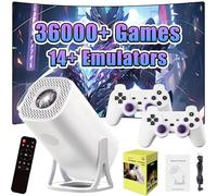 S40 Max Mini Projector,36000+ Games,14 Emulators,2.4G+5G WIFI & Bluetooth Game Projectors Auto Keystone,Smart Portable Projector with 2 Wireless Controllers,Android 11 for Home Cinema & Outdoor