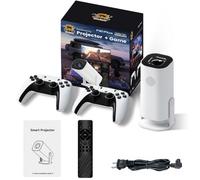 S40 Max Mini Projector,36000+ Games,14 Emulators,2.4G+5G WIFI & Bluetooth Game Projectors Auto Keystone,Smart Portable Projector with 2 Wireless Controllers (P30PIUS-White-A2)