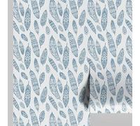 S4Sassy Feather Wallpaper - Blue Walls Covering, 25" x 120" Self-Adhesive Vinyl Wall Paper, Wallwrap, Easy DIY Walls Covering for Boho Aesthetic Wall Decor, Living Room, Living Spaces
