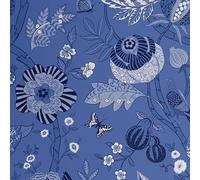 S4Sassy Floral and Bird Wallpaper - Blue Wall Covering, 25" x 60" Self-Adhesive Textured Vinyl Wall Paper, Wallwrap, Easy DI Walls Covering for Farmhouse Bedroom, Living Room, Cabinets, Living Spaces