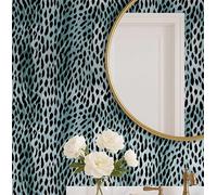 S4Sassy Leopard Print Wallpaper- Blue Animal Theme Removable Walls Covering, 25" x 120" Self-Adhesive Vinyl Wall Paper, Decorative Wallwrap, Easy DIY Walls Covering for Bedroom, Living Room
