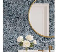 S4Sassy Leopard Print Wallpaper- Blue Animal Theme Removable Walls Covering, 25" x 120" Self-Adhesive Vinyl Wall Paper, Decorative Wallwrap, Easy DIY Walls Covering for Bedroom, Living Room