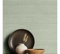 S4Sassy Linen Texture Wallpaper - Green Wall Covering, 25" X 120" Self-Adhesive Textured Vinyl Wall Paper, Walls Wrap, Urban Loft Wallpaper for Studios, Workspaces, Living Rooms