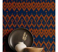 S4Sassy Modern Ikat Print Wallpaper - Blue Bohemian Walls Covering, 25" x 120" Self-Adhesive Vinyl Wall Paper, Decorative Wallwrap, Easy DIY Walls Covering for Bedroom, Cabinets, Living Spaces